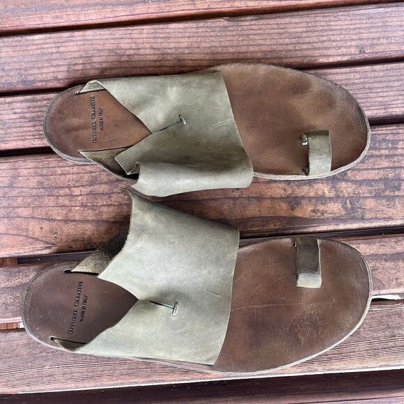 Officine Creative Green Leather Toe Ring Sandals Italy Women's Size 39.5 US 9.5 - Picture 3 of 12